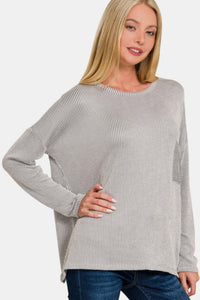Zenana Ribbed Striped Long Sleeve T-Shirt - 7DAY'S
