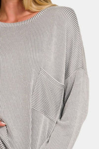 Zenana Ribbed Striped Long Sleeve T-Shirt - 7DAY'S
