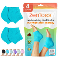 ZenToes Moisturizing Socks for Cracked Heel Treatment - Vitamin E, Olive Oil and Jojoba Oil Infused Heel Socks to Soften and Hydrate (Fuzzy Blue, Regular) - 7DAY'S