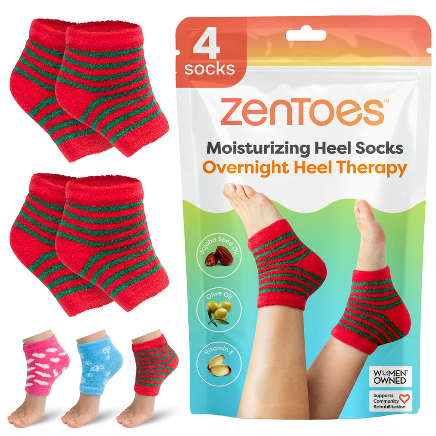 ZenToes Moisturizing Socks for Cracked Heel Treatment - Vitamin E, Olive Oil and Jojoba Oil Infused Heel Socks to Soften and Hydrate (Fuzzy Blue, Regular) - 7DAY'S