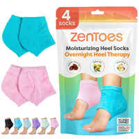 ZenToes Moisturizing Socks for Cracked Heel Treatment - Vitamin E, Olive Oil and Jojoba Oil Infused Heel Socks to Soften and Hydrate (Fuzzy Blue, Regular) - 7DAY'S