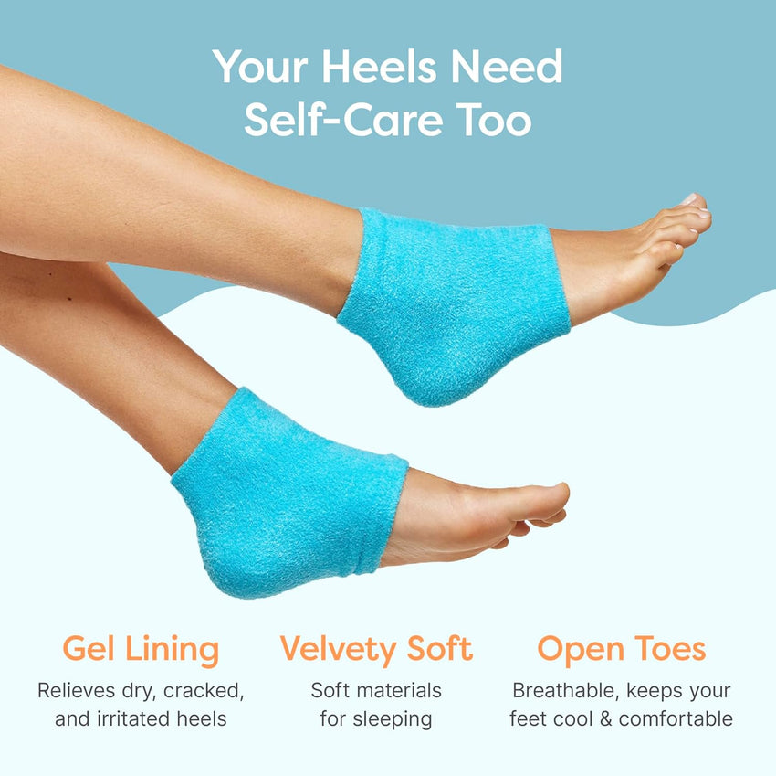 ZenToes Moisturizing Socks for Cracked Heel Treatment - Vitamin E, Olive Oil and Jojoba Oil Infused Heel Socks to Soften and Hydrate (Fuzzy Blue, Regular) - 7DAY'S