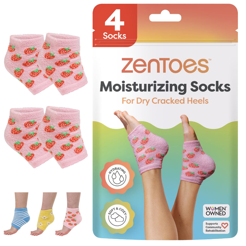 ZenToes Moisturizing Socks for Cracked Heel Treatment - Vitamin E, Olive Oil and Jojoba Oil Infused Heel Socks to Soften and Hydrate (Fuzzy Blue, Regular) - 7DAY'S
