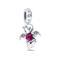 Hot Sale Charms Fit Pandora 925 Original Bracelet Silvering Owl With Blue Zircon Red Heart Charms Beads Fine DIY Jewelry Making