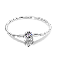 Silver Plated Stars Heart Shape Butterflies Clover Clasp Bracelet for Women Fit Original Charms Beads DIY Making Gift