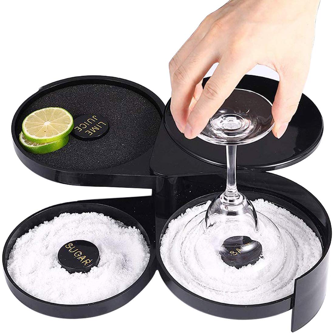 1 Pack 3 Tier Bar Glass Rimmer for Margarita and Cocktail, Bartender Tool,Salt Box Spice Container - 7DAY'S