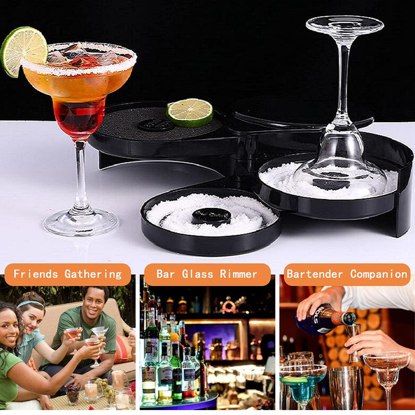 1 Pack 3 Tier Bar Glass Rimmer for Margarita and Cocktail, Bartender Tool,Salt Box Spice Container - 7DAY'S
