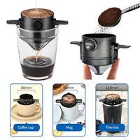 1 Pc Portable Foldable Coffee Filter Stainless Steel Easy Clean Reusable Coffee Funnel Paperless Pour Over Holder Coffee Dripper - 7DAY'S