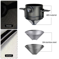 1 Pc Portable Foldable Coffee Filter Stainless Steel Easy Clean Reusable Coffee Funnel Paperless Pour Over Holder Coffee Dripper - 7DAY'S