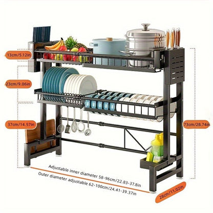 1 piece countertop dish storage drain rack retractable kitchen sink rack dish rack drain rack black kitchen storage rack - 7DAY'S