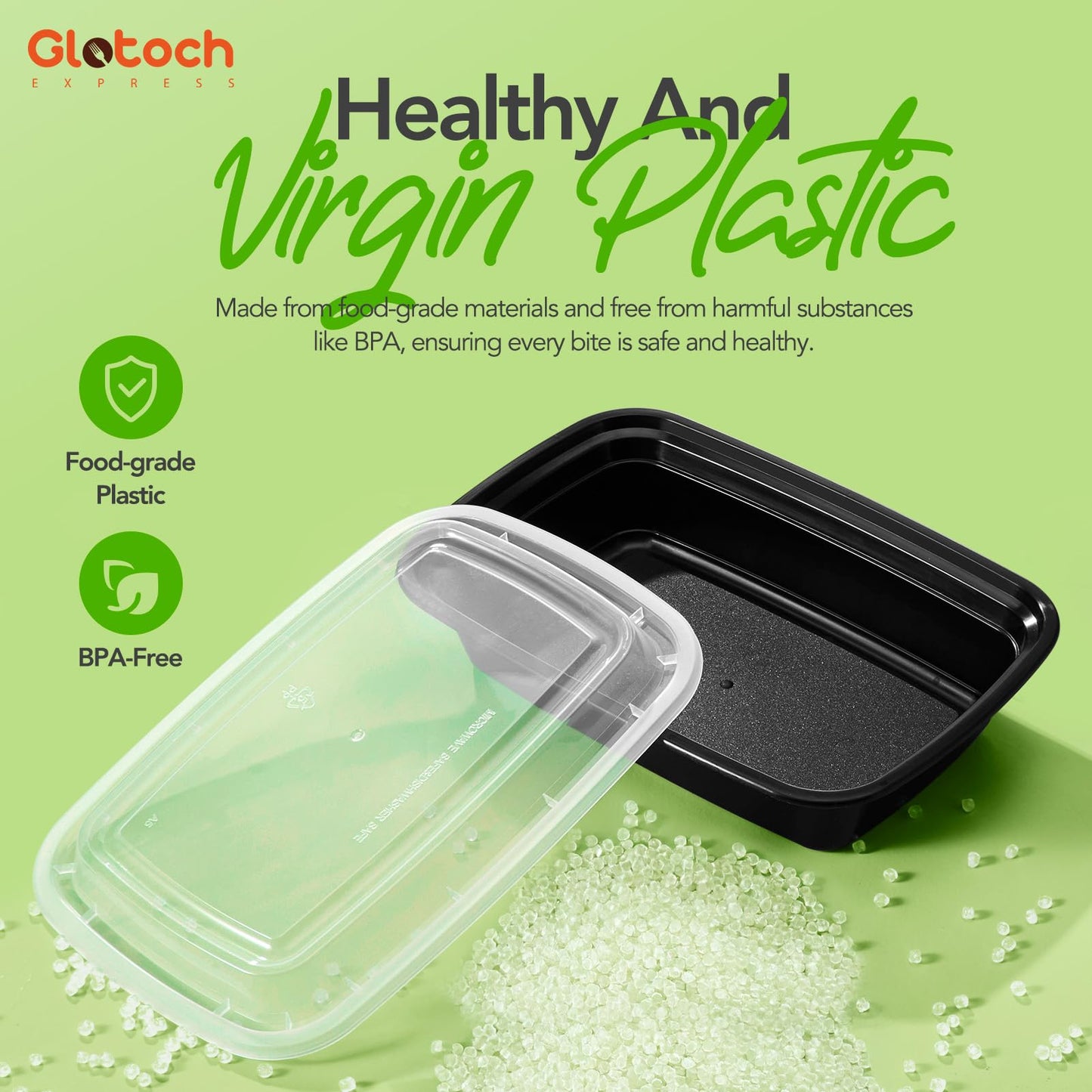 100 - Piece (50 - Pack) 24 OZ Meal Prep Containers Reusable with Lids, Sturdy Leakproof & Food Safe, Microwave, Freezer, Dishwasher Safe To Go Food Containers, Plastic Take Out Containers, Black - 7DAY'S