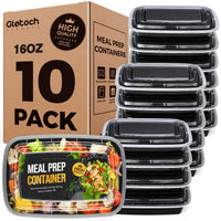 100 - Piece (50 - Pack) 24 OZ Meal Prep Containers Reusable with Lids, Sturdy Leakproof & Food Safe, Microwave, Freezer, Dishwasher Safe To Go Food Containers, Plastic Take Out Containers, Black - 7DAY'S
