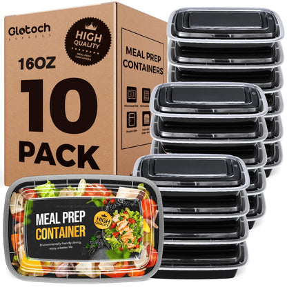 100 - Piece (50 - Pack) 24 OZ Meal Prep Containers Reusable with Lids, Sturdy Leakproof & Food Safe, Microwave, Freezer, Dishwasher Safe To Go Food Containers, Plastic Take Out Containers, Black - 7DAY'S