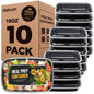 100 - Piece (50 - Pack) 24 OZ Meal Prep Containers Reusable with Lids, Sturdy Leakproof & Food Safe, Microwave, Freezer, Dishwasher Safe To Go Food Containers, Plastic Take Out Containers, Black - 7DAY'S