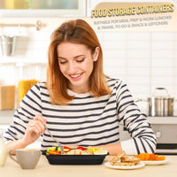 100 - Piece (50 - Pack) 24 OZ Meal Prep Containers Reusable with Lids, Sturdy Leakproof & Food Safe, Microwave, Freezer, Dishwasher Safe To Go Food Containers, Plastic Take Out Containers, Black - 7DAY'S