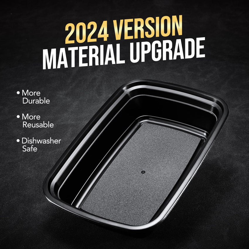 100 - Piece (50 - Pack) 24 OZ Meal Prep Containers Reusable with Lids, Sturdy Leakproof & Food Safe, Microwave, Freezer, Dishwasher Safe To Go Food Containers, Plastic Take Out Containers, Black - 7DAY'S
