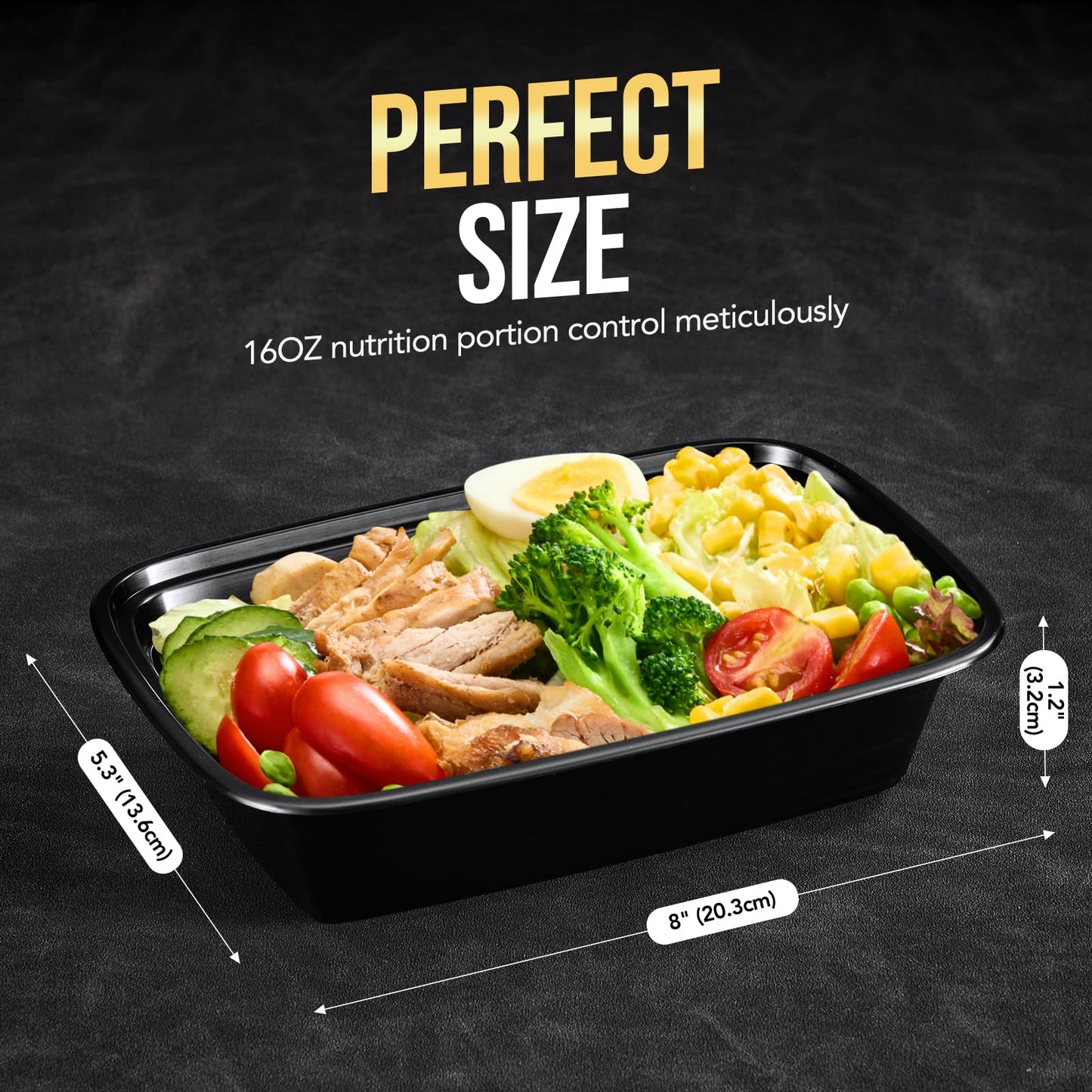 100 - Piece (50 - Pack) 24 OZ Meal Prep Containers Reusable with Lids, Sturdy Leakproof & Food Safe, Microwave, Freezer, Dishwasher Safe To Go Food Containers, Plastic Take Out Containers, Black - 7DAY'S