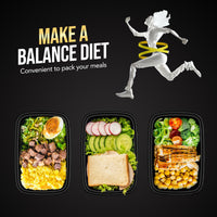 100 - Piece (50 - Pack) 24 OZ Meal Prep Containers Reusable with Lids, Sturdy Leakproof & Food Safe, Microwave, Freezer, Dishwasher Safe To Go Food Containers, Plastic Take Out Containers, Black - 7DAY'S