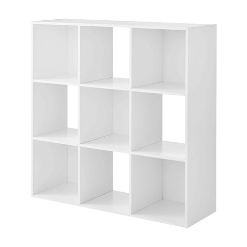 11" 9-Cube Storage Organizer Top panel and 2 middle shelves support up to 22 lbs each; bottom panel supports up to 33 lbs