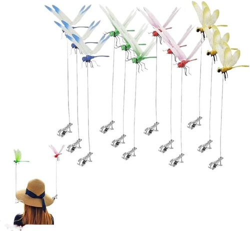 12 - Count Outdoor Fake Dragonfly Rod Clips, 3D Metal Dragonfly Garden Decorations, Natural Organic Concept, Indoor & Outdoor Garden Bird/Fly Interference Devices（Super Good qualiey） (4) - 7DAY'S