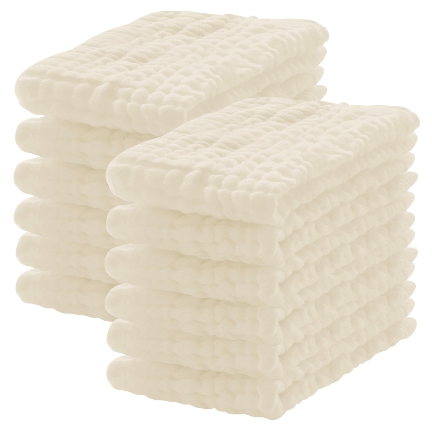 12 Pack Muslin Burp Cloths 100% Cotton Muslin Cloths Large 20''x10'' Extra Soft and Absorbent Baby Burping Cloth - White - 7DAY'S