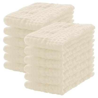 12 Pack Muslin Burp Cloths 100% Cotton Muslin Cloths Large 20''x10'' Extra Soft and Absorbent Baby Burping Cloth - White - 7DAY'S