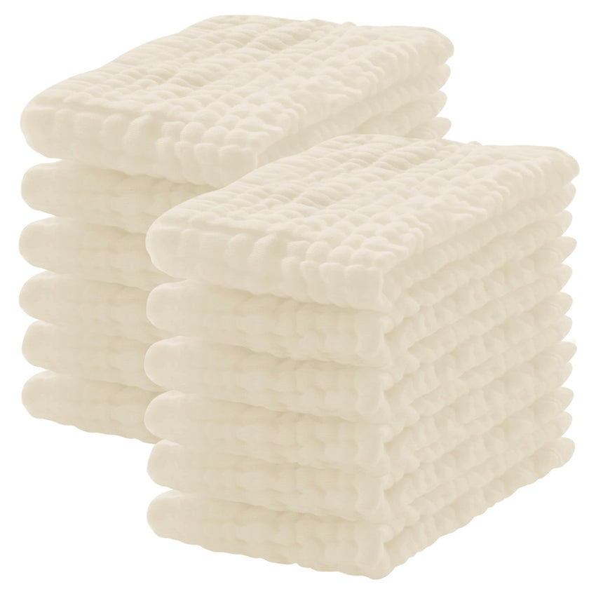 12 Pack Muslin Burp Cloths 100% Cotton Muslin Cloths Large 20''x10'' Extra Soft and Absorbent Baby Burping Cloth - White - 7DAY'S