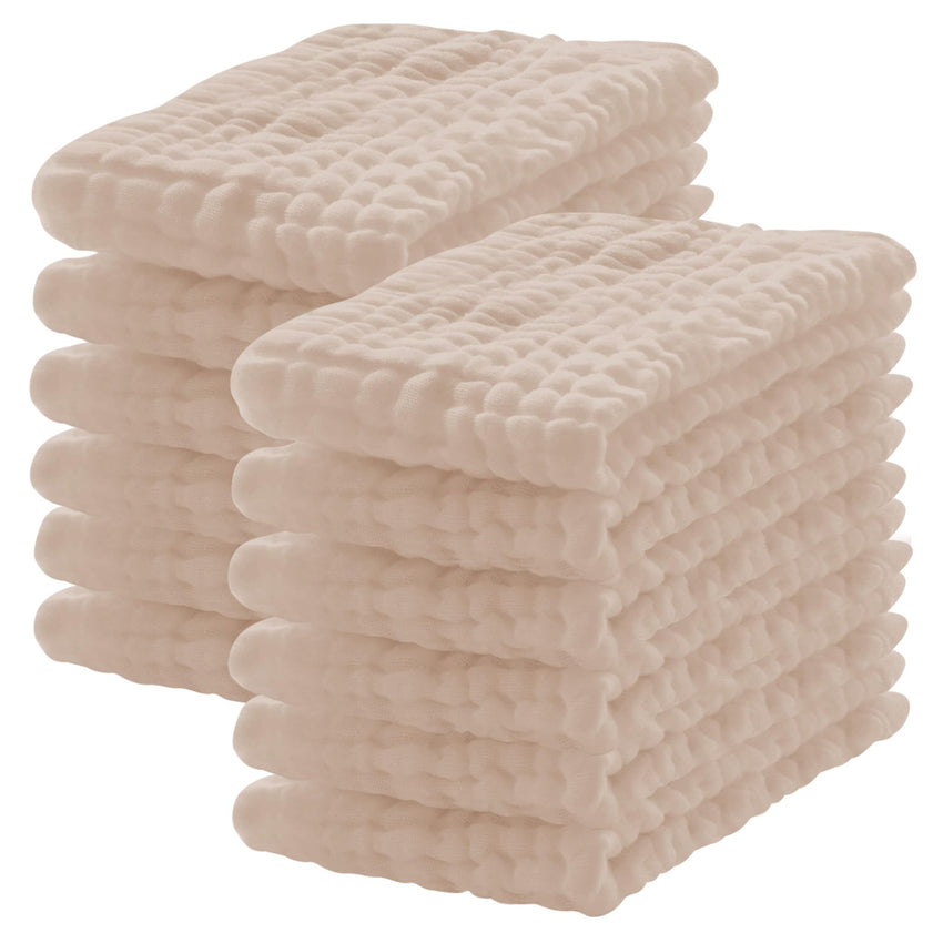 12 Pack Muslin Burp Cloths 100% Cotton Muslin Cloths Large 20''x10'' Extra Soft and Absorbent Baby Burping Cloth - White - 7DAY'S