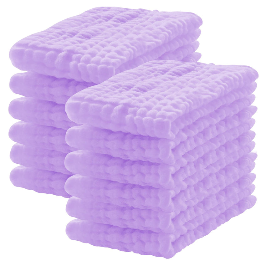 12 Pack Muslin Burp Cloths 100% Cotton Muslin Cloths Large 20''x10'' Extra Soft and Absorbent Baby Burping Cloth - White - 7DAY'S