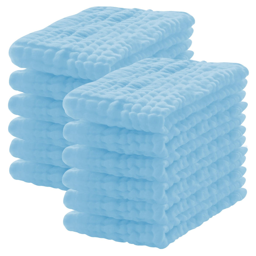 12 Pack Muslin Burp Cloths 100% Cotton Muslin Cloths Large 20''x10'' Extra Soft and Absorbent Baby Burping Cloth - White - 7DAY'S
