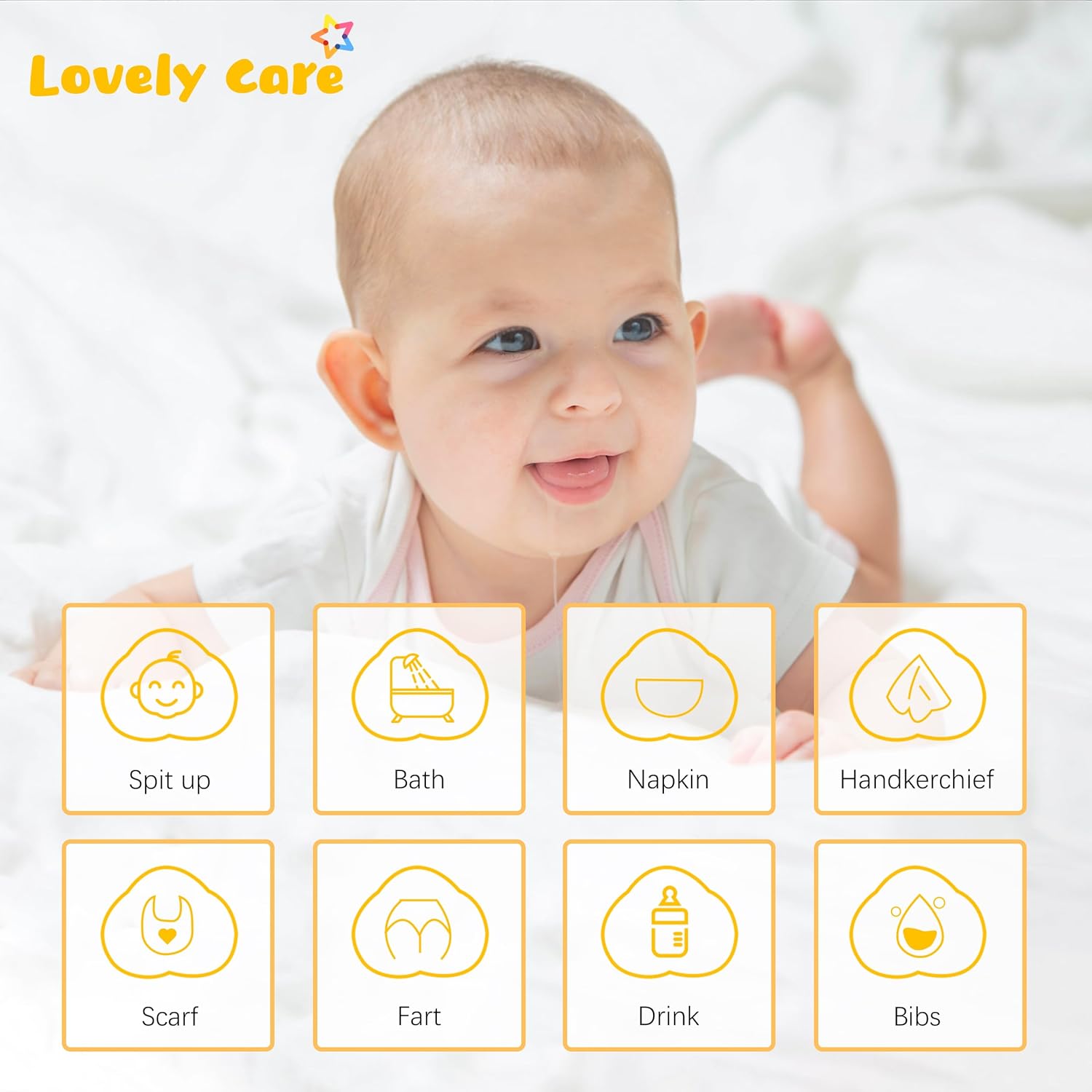 12 Pack Muslin Burp Cloths 100% Cotton Muslin Cloths Large 20''x10'' Extra Soft and Absorbent Baby Burping Cloth - White - 7DAY'S