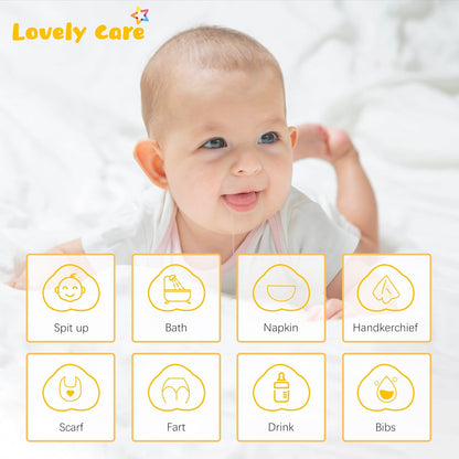 12 Pack Muslin Burp Cloths 100% Cotton Muslin Cloths Large 20''x10'' Extra Soft and Absorbent Baby Burping Cloth - White - 7DAY'S
