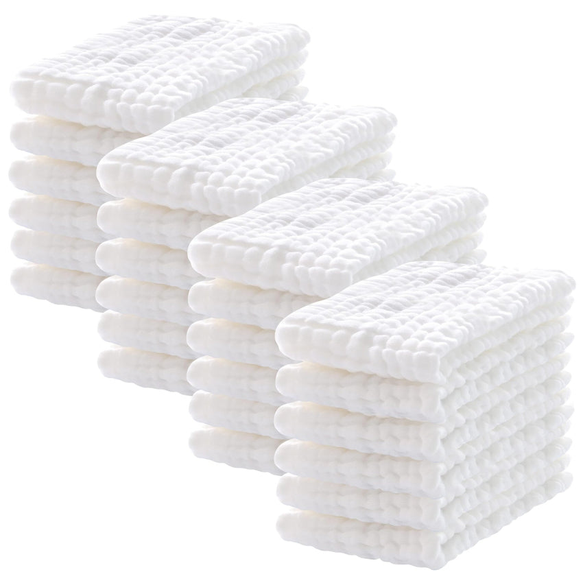 12 Pack Muslin Burp Cloths 100% Cotton Muslin Cloths Large 20''x10'' Extra Soft and Absorbent Baby Burping Cloth - White - 7DAY'S