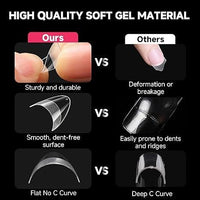 120 PCS Clear False Nails Tips Short Medium Length Full Cover Acrylic Fake Nails Almond Shaped Ballerina Nails Tips Lady French Style Press On Nails with Case for Nail Salons and DIY Nail Art 12 Sizes - 7DAY'S