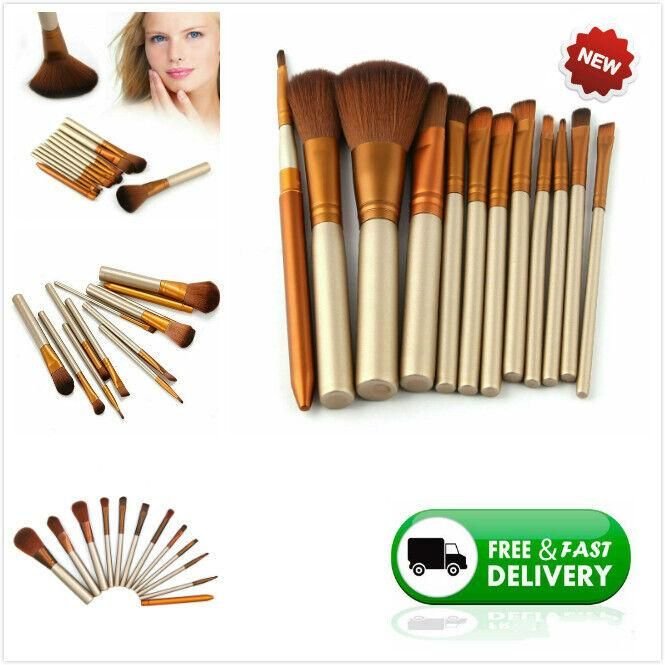 12pcs Makeup Brushes Set Pro Powder Foundation Eyeshadow Eyeliner Lip Brush Tool - 7DAY'S