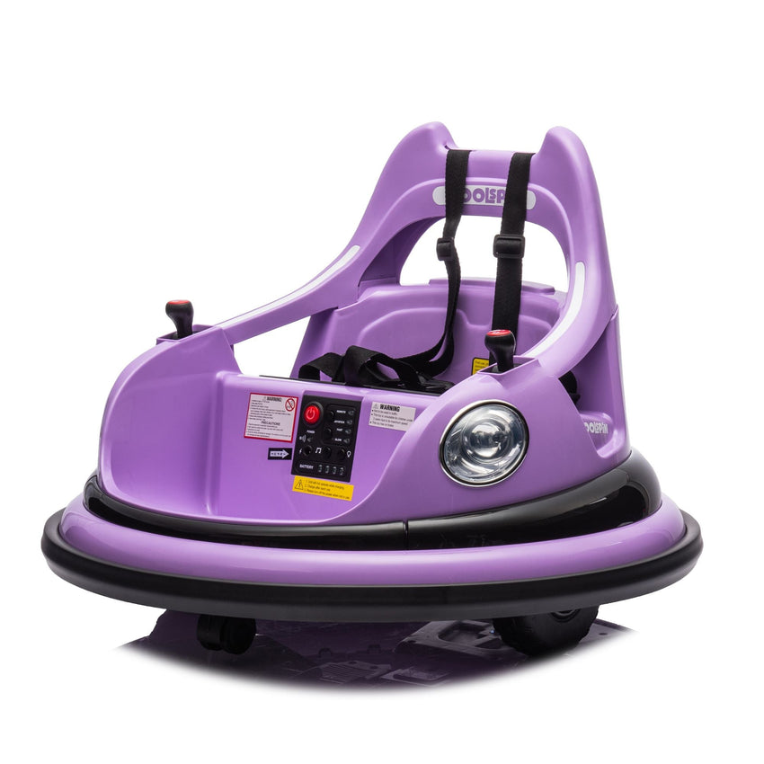 12V ride on bumper car for kids,electric car for kids,1.5 - 5 Years Old,W/Remote Control, LED Lights, Bluetooth & 360 Degree Spin, Vehicle body with anti - collision padding Five - point Safety Belt,2wd - 7DAY'S