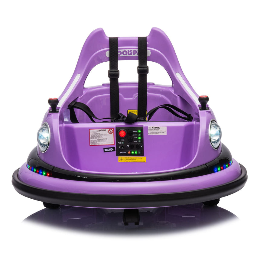 12V ride on bumper car for kids,electric car for kids,1.5 - 5 Years Old,W/Remote Control, LED Lights, Bluetooth & 360 Degree Spin, Vehicle body with anti - collision padding Five - point Safety Belt,2wd - 7DAY'S