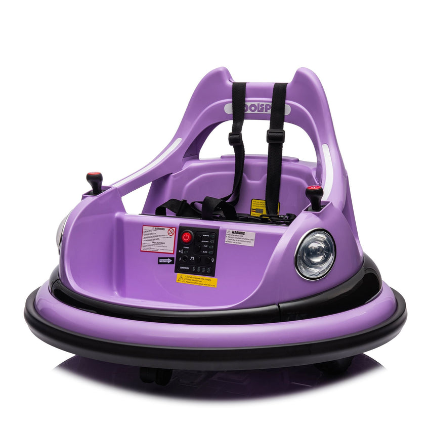 12V ride on bumper car for kids,electric car for kids,1.5 - 5 Years Old,W/Remote Control, LED Lights, Bluetooth & 360 Degree Spin, Vehicle body with anti - collision padding Five - point Safety Belt,2wd - 7DAY'S