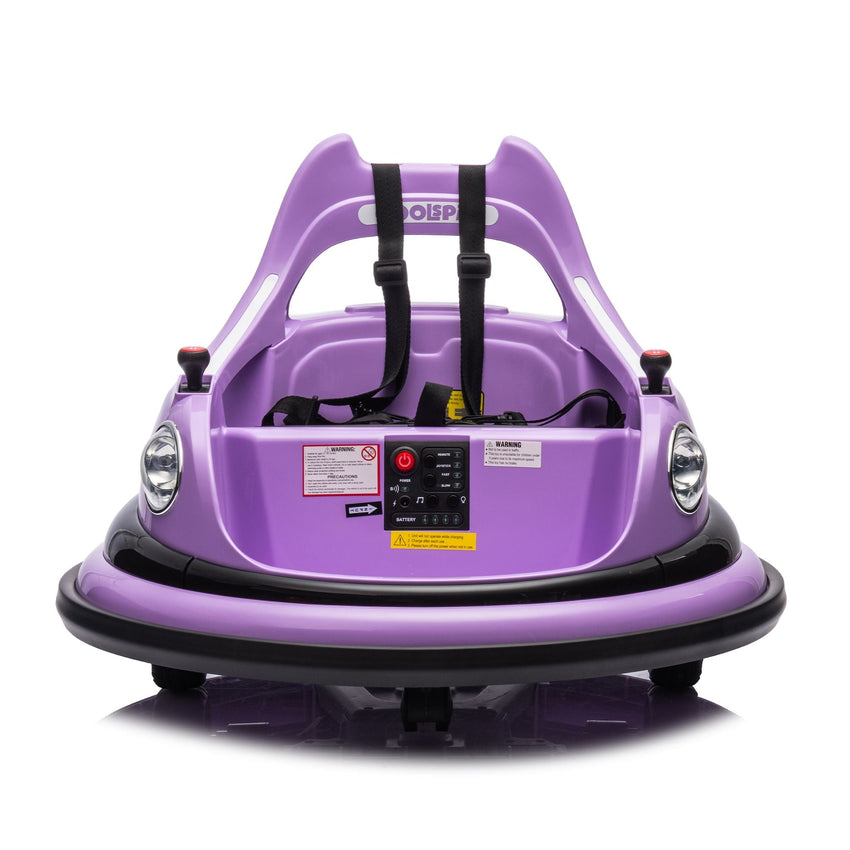 12V ride on bumper car for kids,electric car for kids,1.5 - 5 Years Old,W/Remote Control, LED Lights, Bluetooth & 360 Degree Spin, Vehicle body with anti - collision padding Five - point Safety Belt,2wd - 7DAY'S