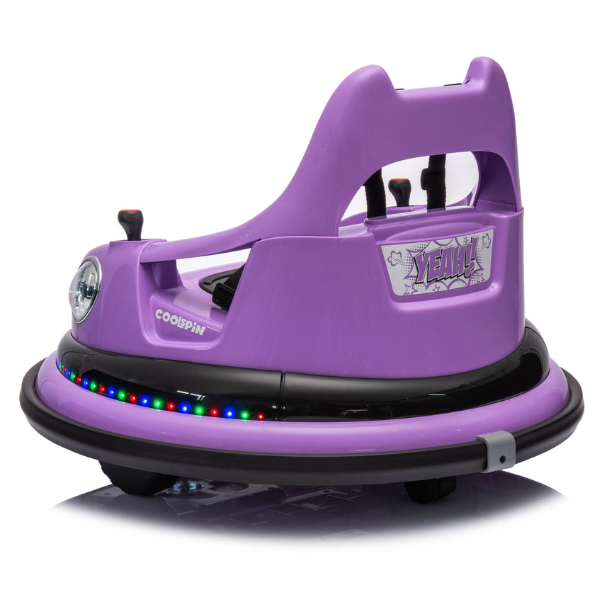 12V ride on bumper car for kids,electric car for kids,1.5 - 5 Years Old,W/Remote Control, LED Lights, Bluetooth & 360 Degree Spin, Vehicle body with anti - collision padding Five - point Safety Belt,2wd - 7DAY'S