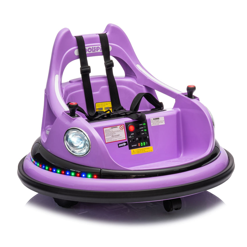 12V ride on bumper car for kids,electric car for kids,1.5 - 5 Years Old,W/Remote Control, LED Lights, Bluetooth & 360 Degree Spin, Vehicle body with anti - collision padding Five - point Safety Belt,2wd - 7DAY'S