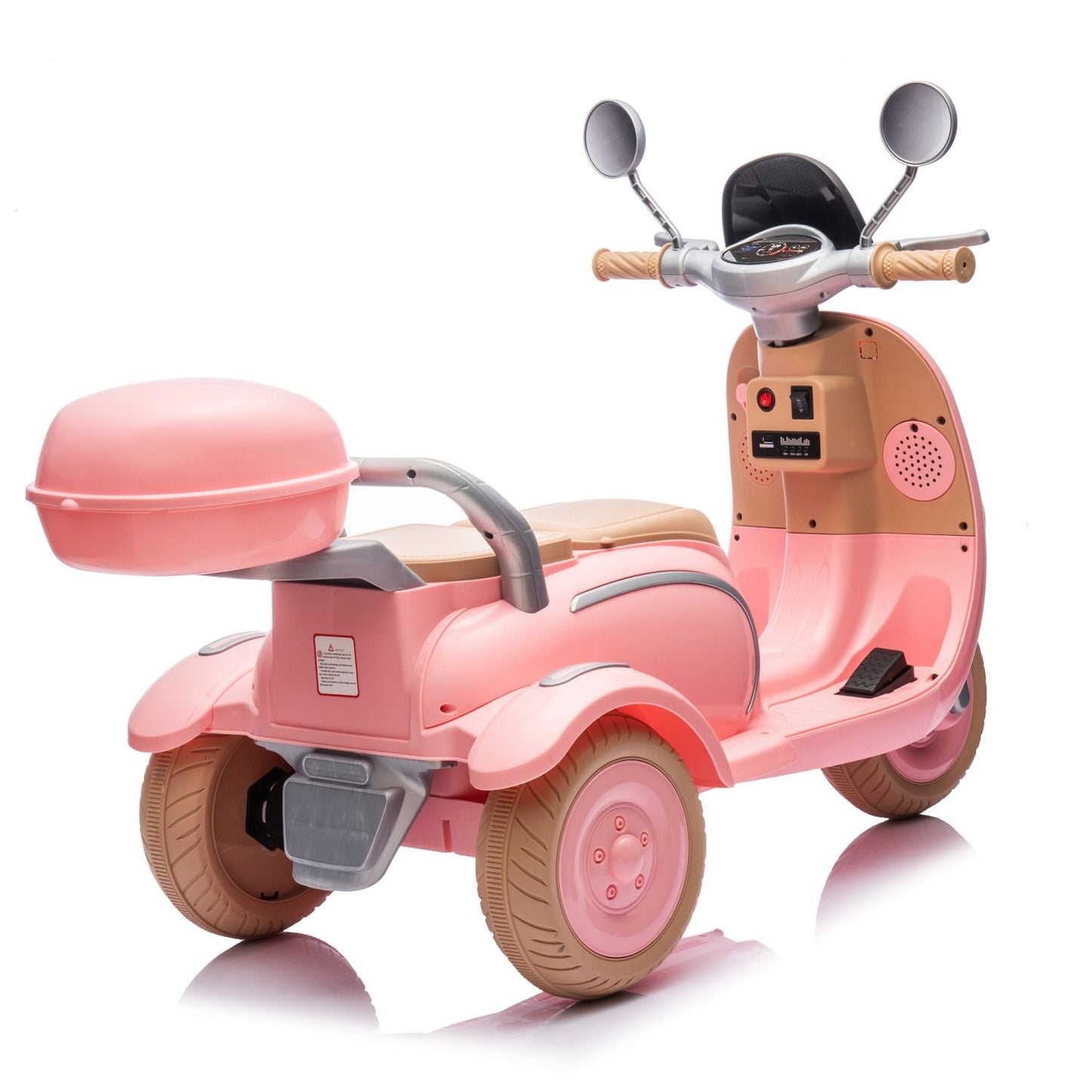 12V Two - seater Kids Ride On Level Up Electric Motorcycle,2wd,Three - wheel Toy w/Music,Bluetooth,USB,Backseat flip adult seat,Portable Storage Hooks&Oversized Trunk,LED Headlight For Kids 3 - 6. - 7DAY'S