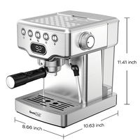 1350W Semi - automatic coffee machine 19Bar (ULKA) high pressure pump extraction 1 cup / 2 cup espresso machine 1.8L water tank capsule - 7DAY'S