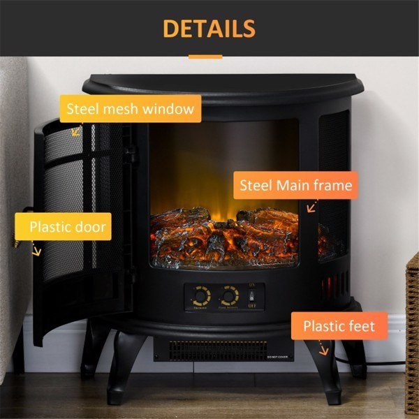 1500W 22" Electric Fireplace,Black - 7DAY'S