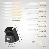 16 Piece German Stainless Steel Knife Set With Block, ABS Ergonomic Handle Chef Knives, Sharpener and Shears for Chopping, Slicing and Cutting - 7DAY'S