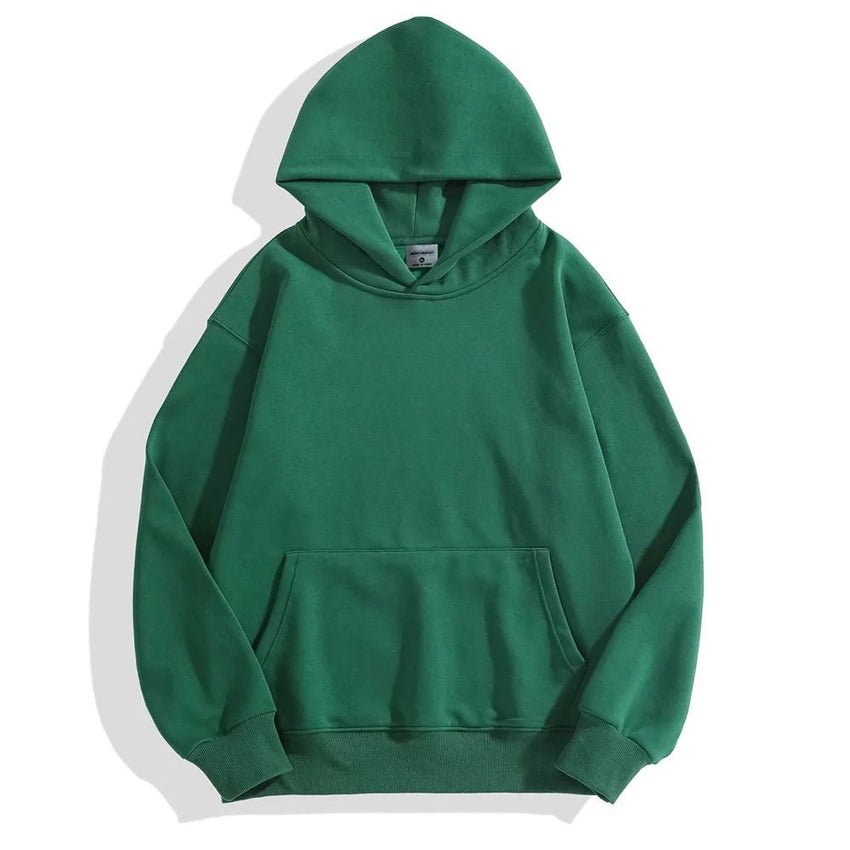 16.9oz 480gsm Heavy Weight Cotton Plus Velvet Hooded Sweater Men Thickened Tight Polar Fleece Pullover Hoodie Women Sweatshirt - 7DAY'S