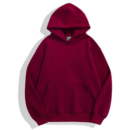 16.9oz 480gsm Heavy Weight Cotton Plus Velvet Hooded Sweater Men Thickened Tight Polar Fleece Pullover Hoodie Women Sweatshirt - 7DAY'S