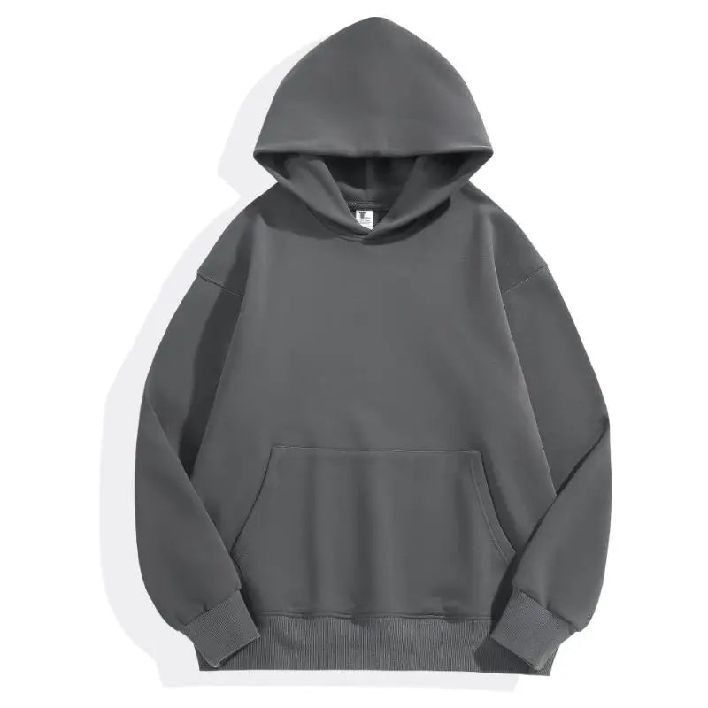 16.9oz 480gsm Heavy Weight Cotton Plus Velvet Hooded Sweater Men Thickened Tight Polar Fleece Pullover Hoodie Women Sweatshirt - 7DAY'S