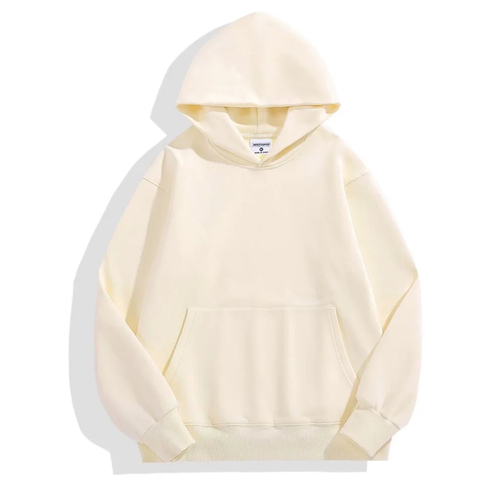 16.9oz 480gsm Heavy Weight Cotton Plus Velvet Hooded Sweater Men Thickened Tight Polar Fleece Pullover Hoodie Women Sweatshirt - 7DAY'S