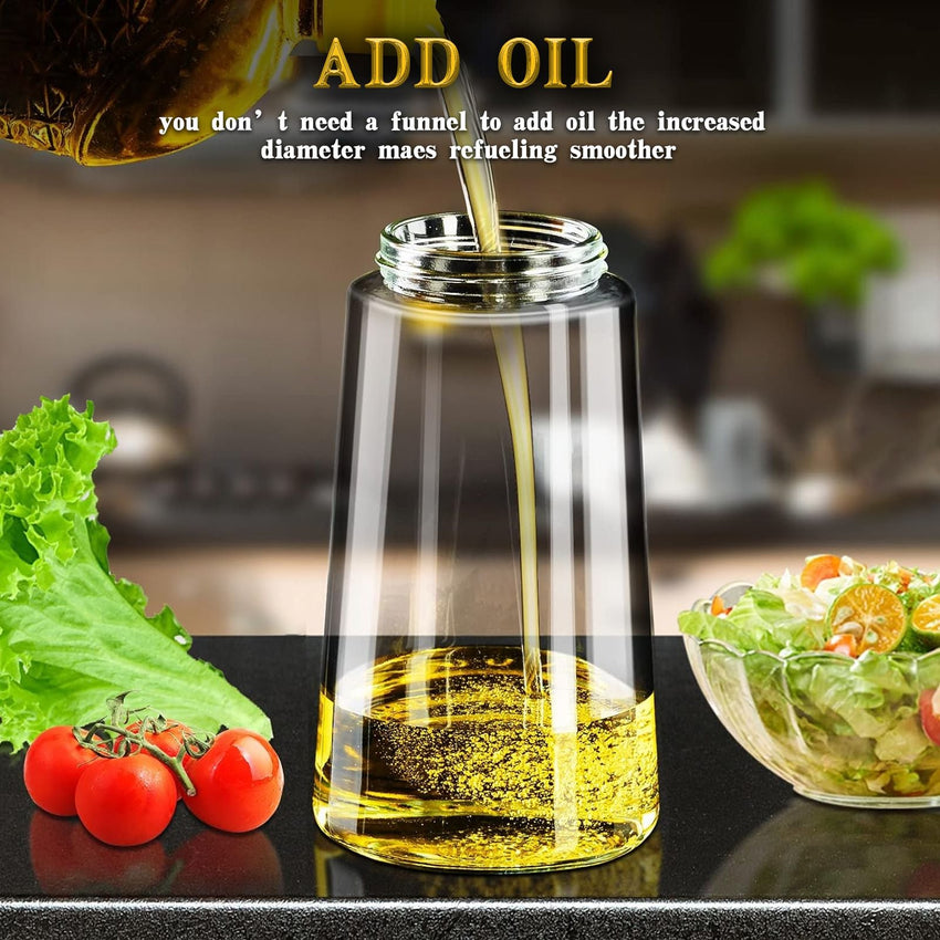 16oz Oil Dispenser Bottle for Kitchen - 2 in 1 Olive Oil Dispenser and Oil Sprayer - 470ml Olive Oil Bottle - Oil Sprayer for Cooking, Kitchen, Salad, Barbecue Black - 7DAY'S